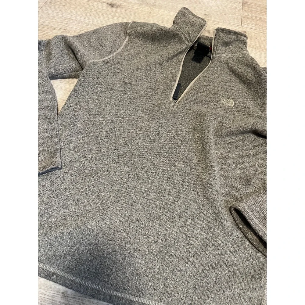 North Face Mens Gordon‎ Lyons Quarter Zip Fleece Pullover Heather Grey Brown M